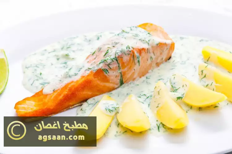 السلمون بصلصة الشبت 1 السلمون بصلصة الشبت